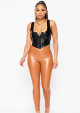 Load image into Gallery viewer, Faux leather corset top
